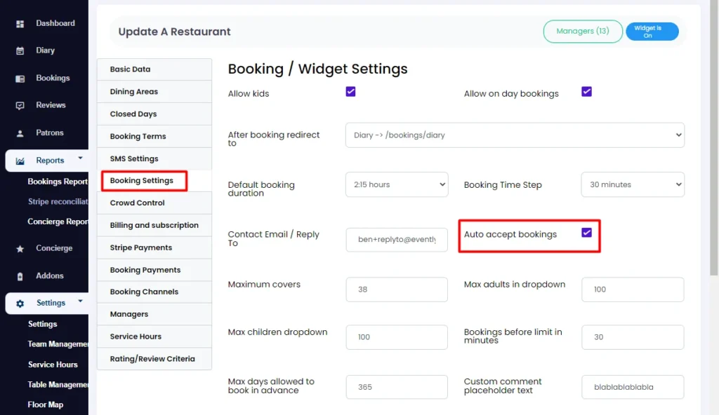 Auto accept bookings