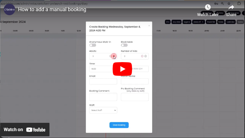 How to add a booking