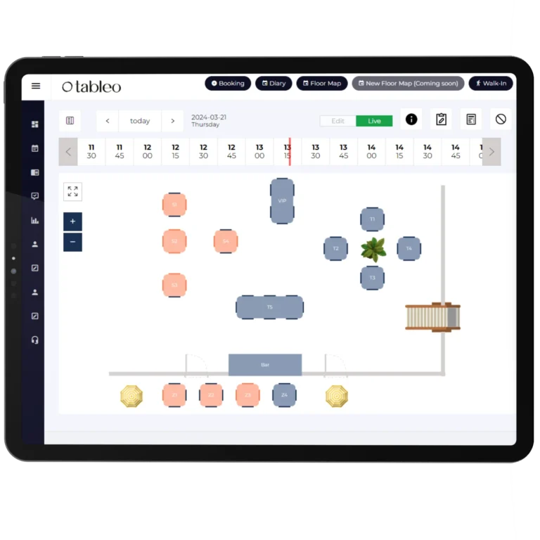 Digital restaurant floor map