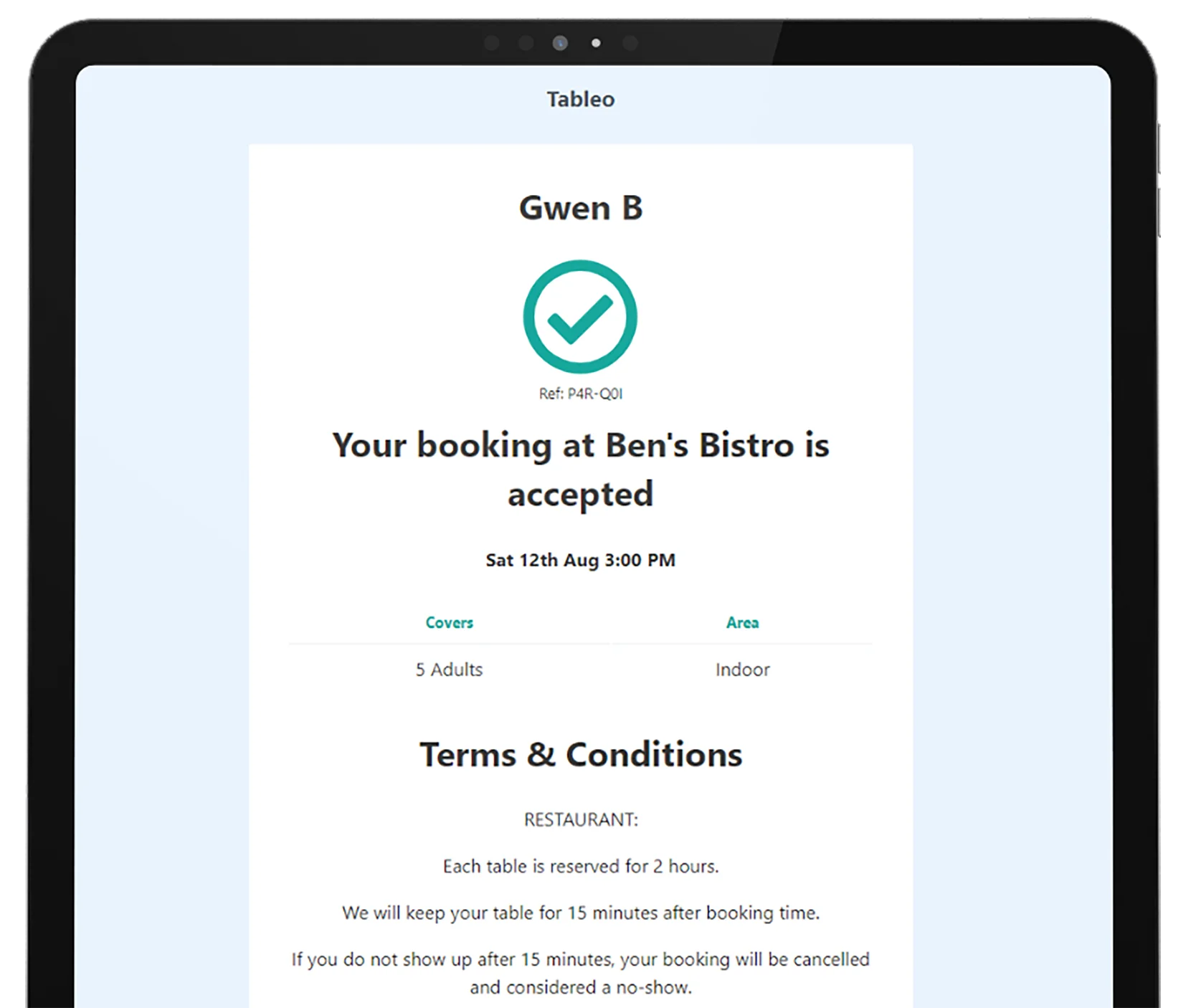 Restaurant Booking Instant Confirmation