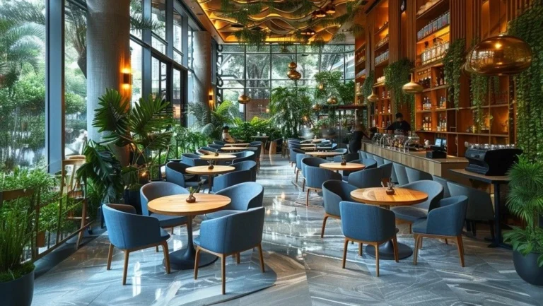 blue green restaurant inside