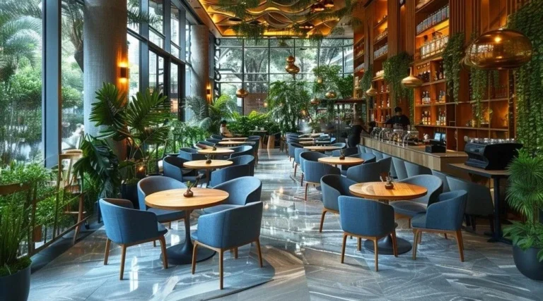 blue green restaurant inside