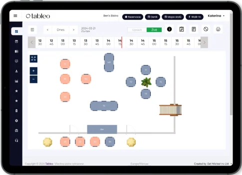 Digital restaurant floor map cz