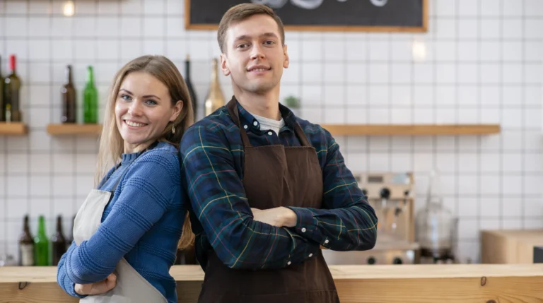 front view barista cafe