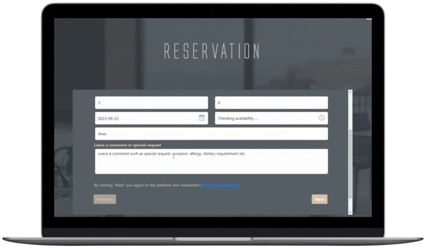 online booking form