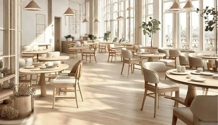 white and beige restaurant inside
